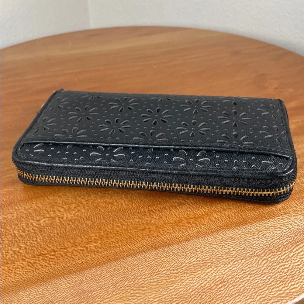 KATE SPADE New York Cedar Street Perforated Lacey Wallet Black Leather